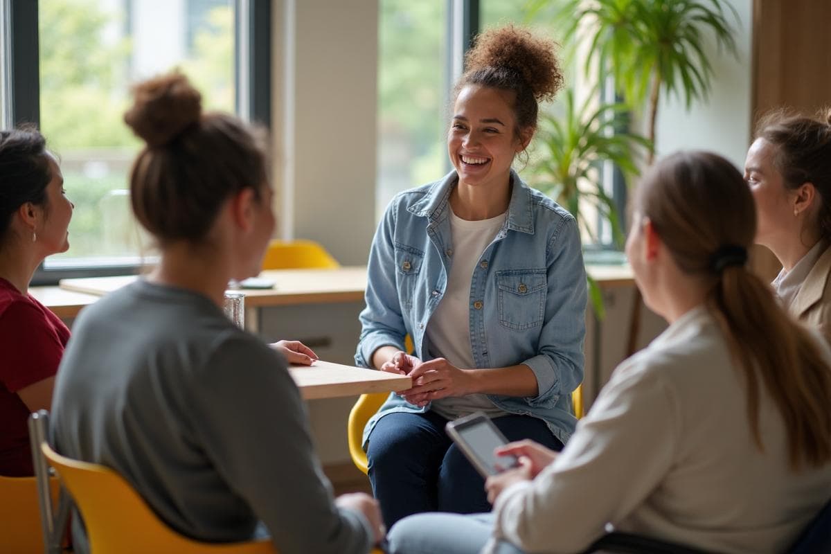 NDIS support worker engaging with participant in meaningful conversation in community setting